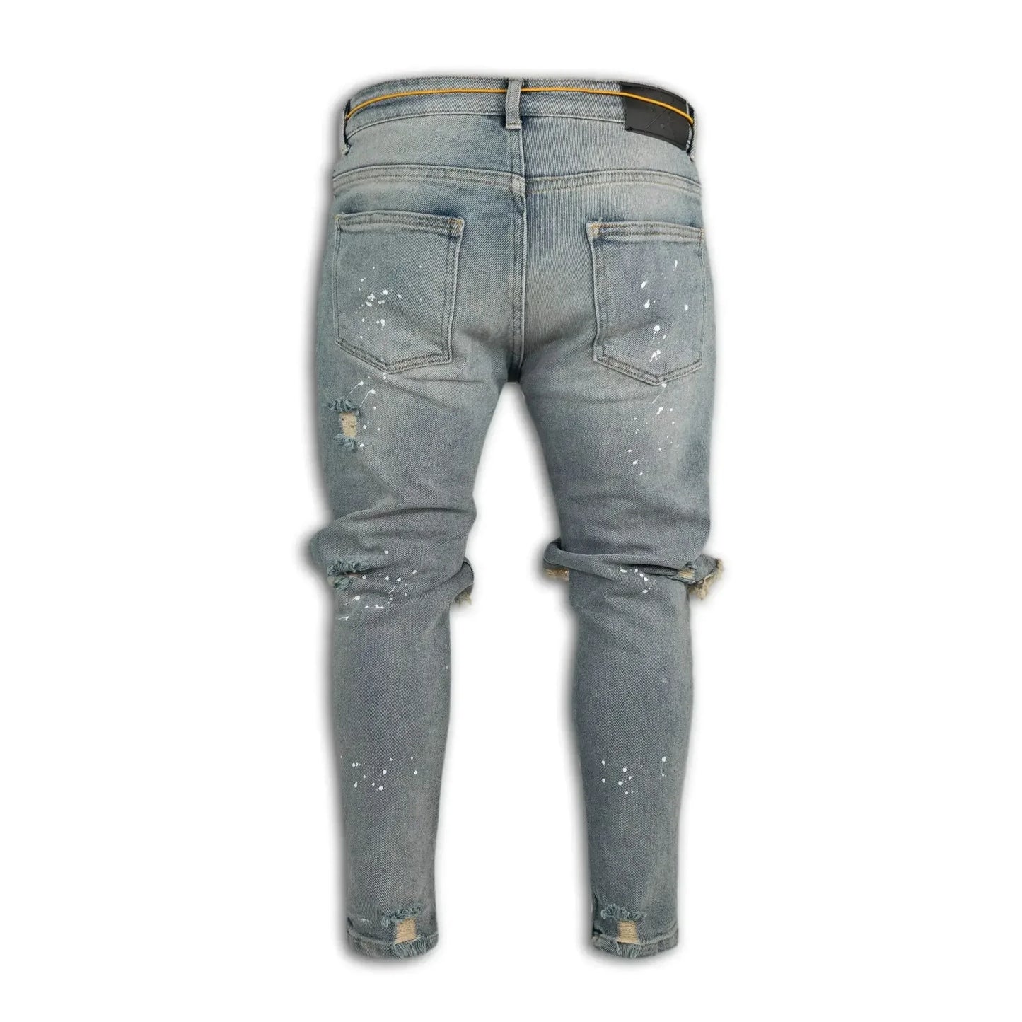 Jean Long en Denim pour Homme, Pantalon Crayon, Trou, Épissure, Simple, Coupe Slim, Fermeture Éclair, Lacets, Serré, Taille Droite, FJM, Automne
