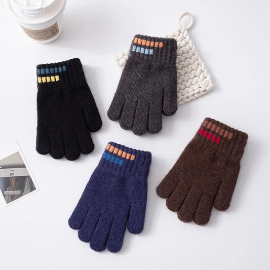 Gants d'hiver pour enfants, mitaines douces tricotées à doigt complet pour garçons de 5 à 12 ans, garde au chaud en plein air, automne