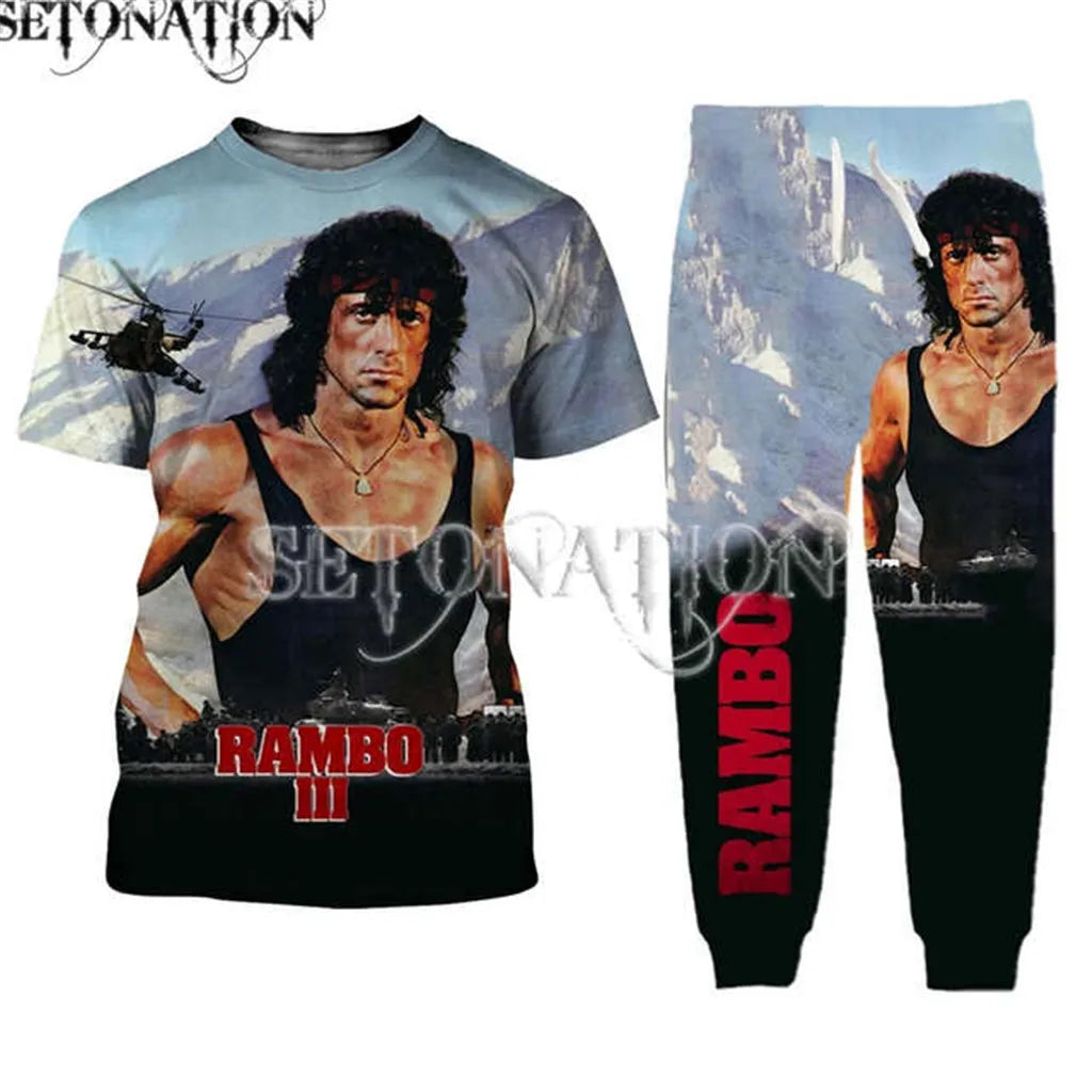 Rambo-Sweat à Capuche et Pantalon pour Homme et Femme, Nouvelle Mode, Impression 3D, Chemise de Protection, Survêtement, Livraison Directe