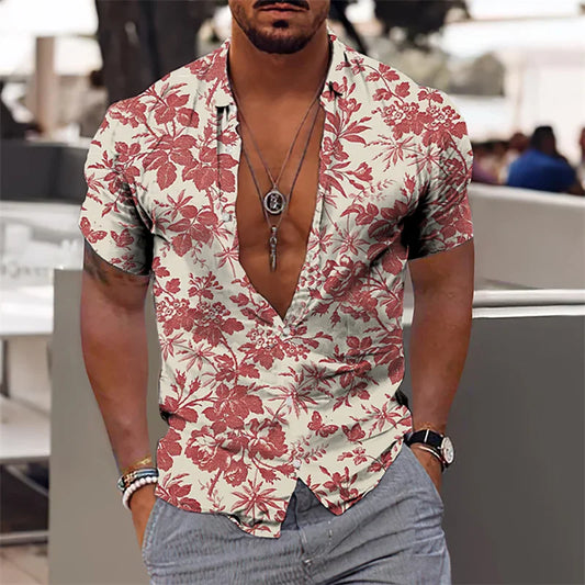 AMP Tree-Chemise hawaïenne imprimée en 3D pour hommes, chemise de plage pour hommes, chemisier à manches courtes, chemises en Y à la mode, 3XL, 2023