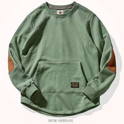Sweat-shirt kangourou en velours pour homme, nouveau, rétro américain, lourd, poches, Simple, pur coton lavé, vêtement de sport décontracté, automne et hiver