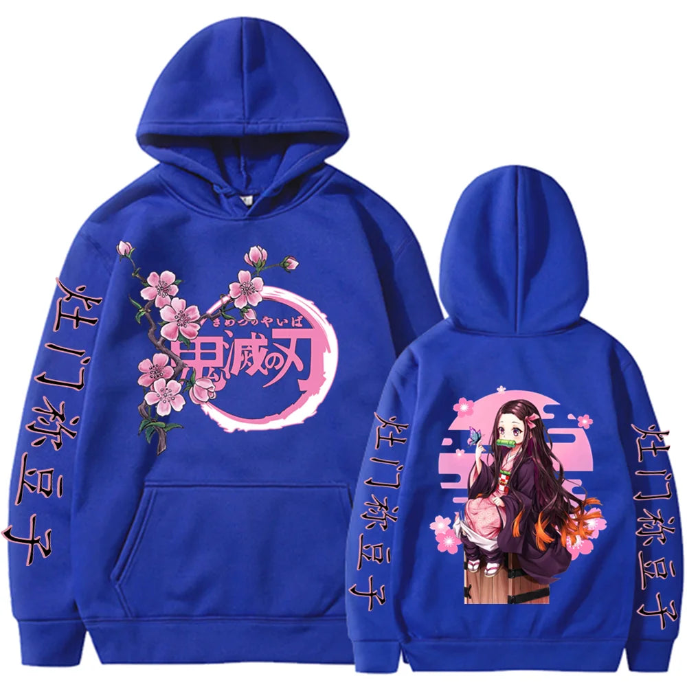 Kamado Nezuko imprimé graphique à capuche Anime Demon Slayer Streetwear hommes sweat à capuche pour femme sweat-shirt surdimensionné Harajuku unisexe pull