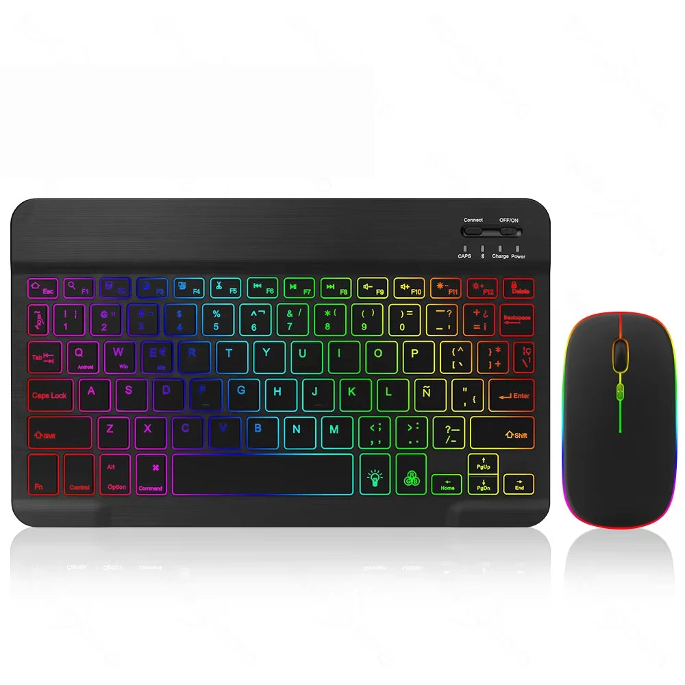 Rétro-éclairage Bluetooth clavier souris rvb clavier sans fil rétro-éclairé clavier anglais Rechargeable pour IOS Android Windows iPad