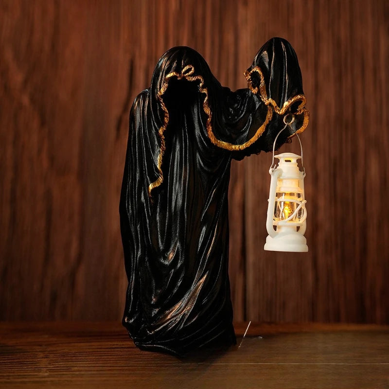 Lanterne de magicien fantôme, décoration amusante indispensable pour Halloween, homme mystérieux foncé, décorations créatives de bureau noires pour Halloween