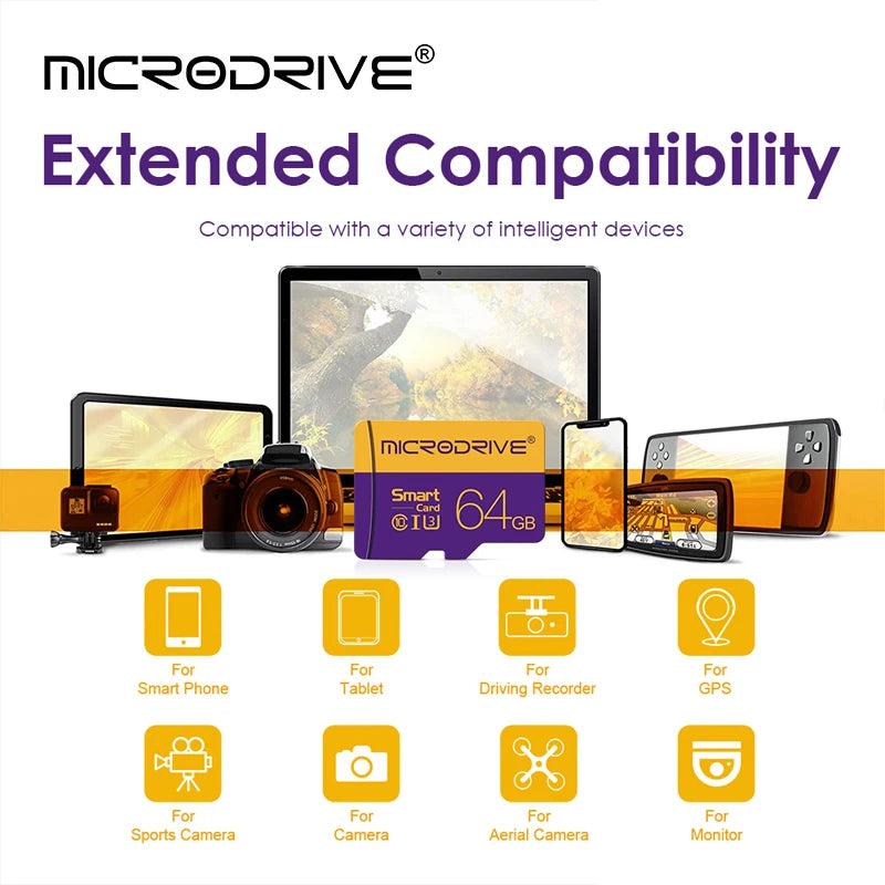 Carte mémoire micro TF haute vitesse, carte SD, 128 Go, 256 Go, classe 10, 4 Go, 8 Go, 16 Go, 32 Go, V10, carte TF pour smartphones, appareil photo et haut-parleurs