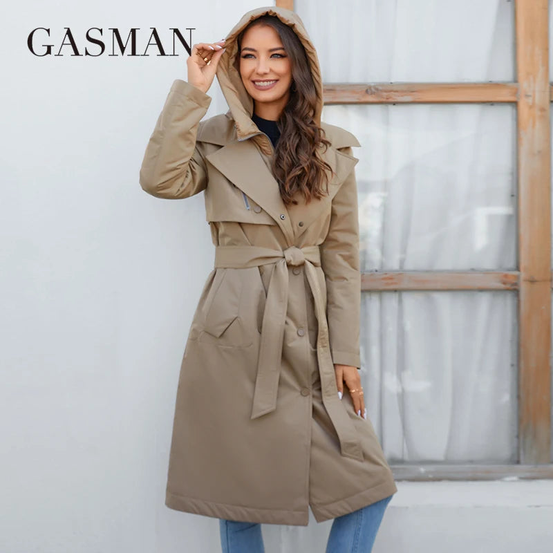 GASMAN – doudoune longue en coton fin pour femme, 2023