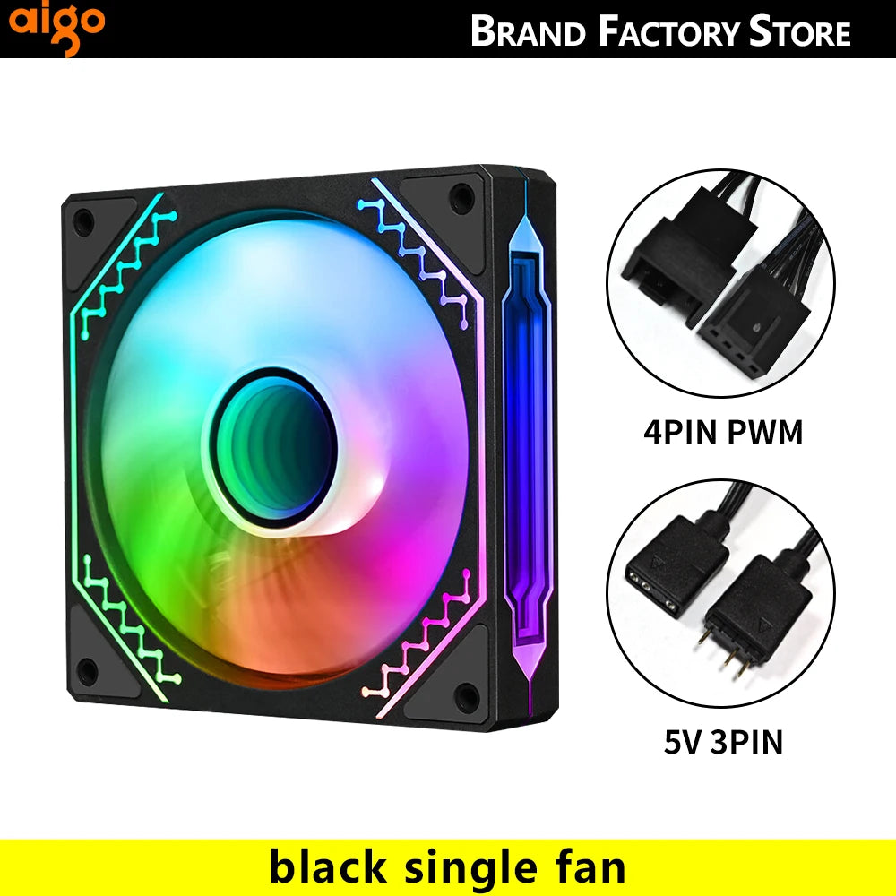Aigo PC boîtier ventilateur Gamer ordinateur 120mm RGB Kit ventilateurs 4PIN PWM refroidisseur d'eau CPU ventilateur de refroidissement 3pin5v espace illimité Argb ventilateur