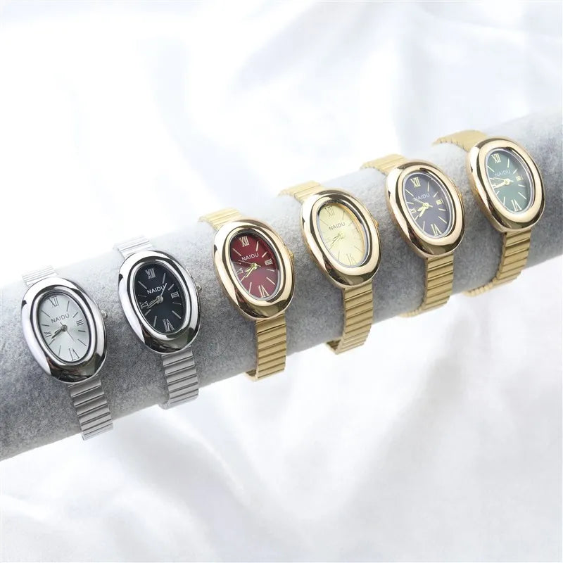 Belles montres ovales pour femmes et filles, bracelet Simple en cuir et acier inoxydable, nouvelle collection 2025