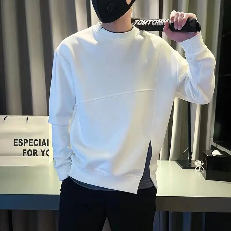 Pull à manches longues et col rond pour hommes, pull polyvalent simple, design de mode, printemps et automne, nouveau, 2023