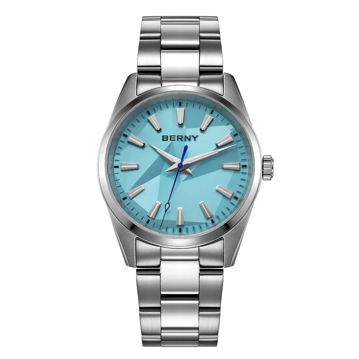 BERNY Quartz femmes montre cadran stéréo 39mm montre 100m étanche 316L acier inoxydable saphir AR lentille enduit