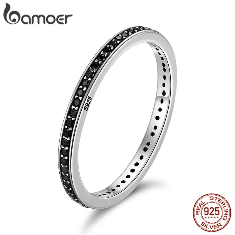 BAMOER authentique 925 en argent Sterling éblouissant CZ anneaux empilables pour les femmes bijoux de mariage mère cadeau SCR114