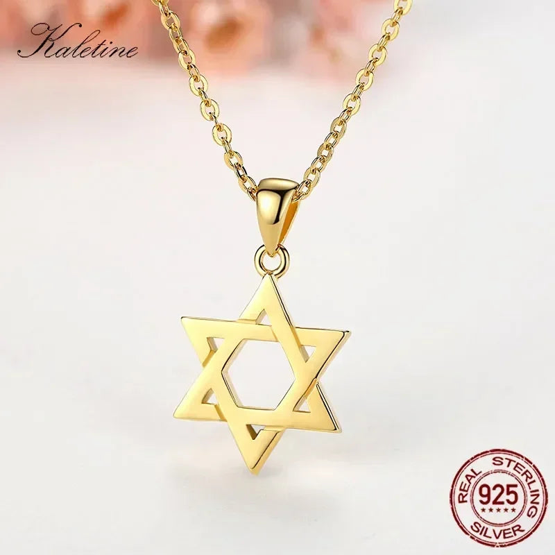 Collier en argent Sterling 925 pour hommes et femmes, étoile de David juive Magen, israël, Judaica, bijoux hébraïques, pendentifs Hanukkah, couleur or