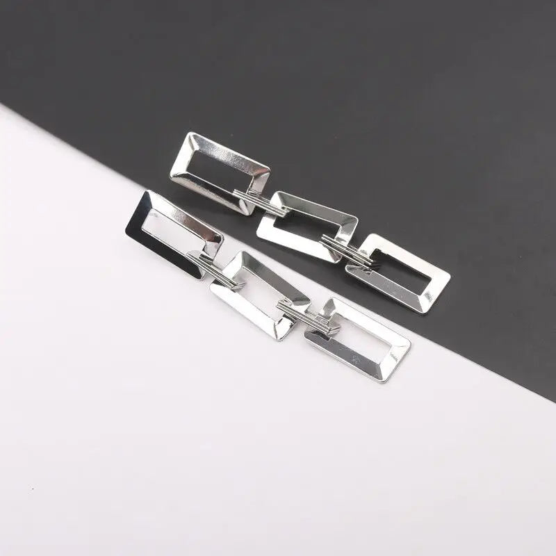 Boucles d'oreilles longues en métal pour femmes, Vintage, creux doré, géométrique, rectangulaire,