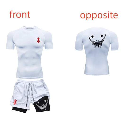 Ensemble de fitness décontracté à la mode pour hommes, vêtements de sport à séchage rapide, shorts + chemise, ensemble 2 pièces, course à pied, entraînement, été