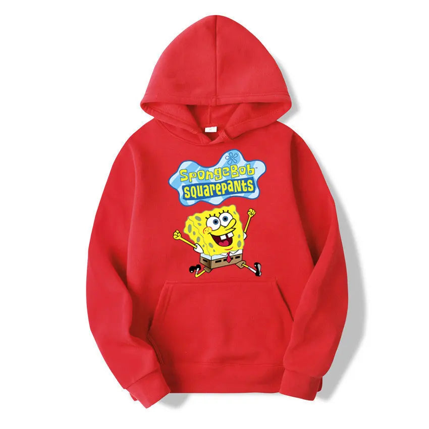 Sweat à capuche Anime Cartoon Bob l'éponge pour hommes et femmes, pull jaune décontracté, vêtements PVD pour couple, printemps, automne, nouveau, 2024