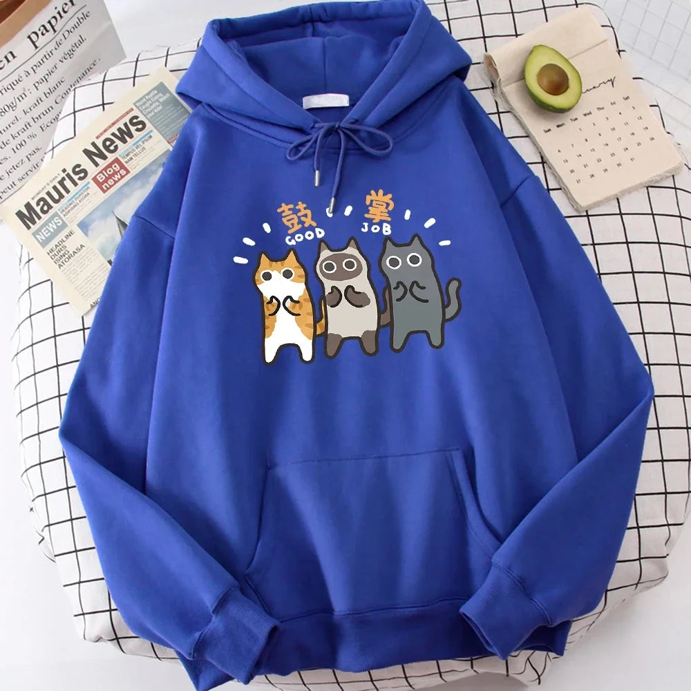 Sweat-shirt à capuche pour hommes, vêtements Wei, confort, vigueur, loisirs, sport, vêtements polyvalents pour jeunes, trois chats applaudissements et applaudissements