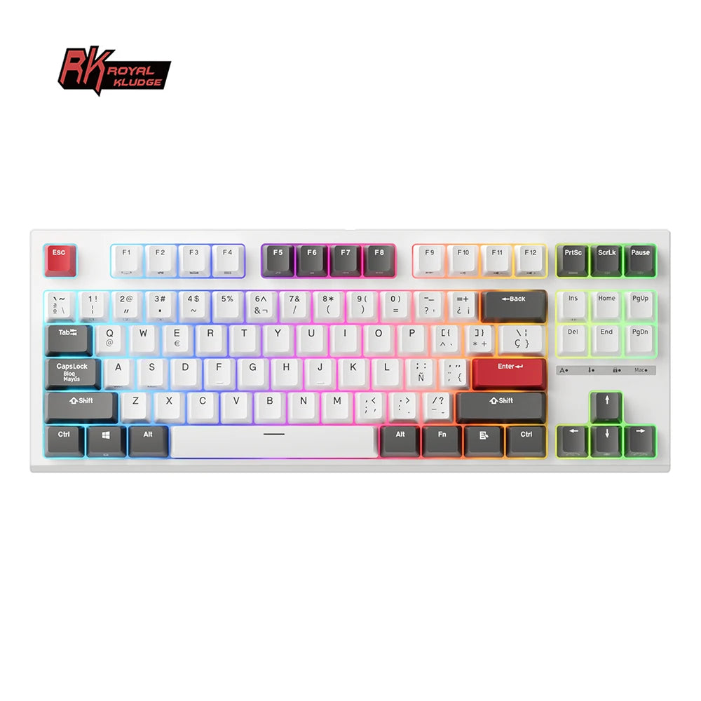 RK ROYAL KLUDGE R87 -Clavier mécanique français 87 touches rétroéclairé RVB, clavier de jeu filaire échangeable à chaud, touches personnalisées