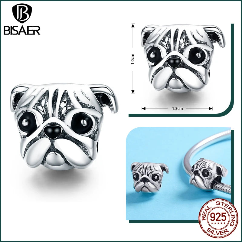 BISAER 925 en argent Sterling mignon chien breloque perle teckel animal de compagnie pendentif platine plaqué ajustement femmes Bracelet à bricoler soi-même bijoux fins