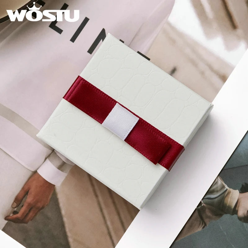 WOSTU – bagues en argent Sterling 100% véritable pour femmes, bijoux de fiançailles, géométriques simples, rondes, empilables, CQR066