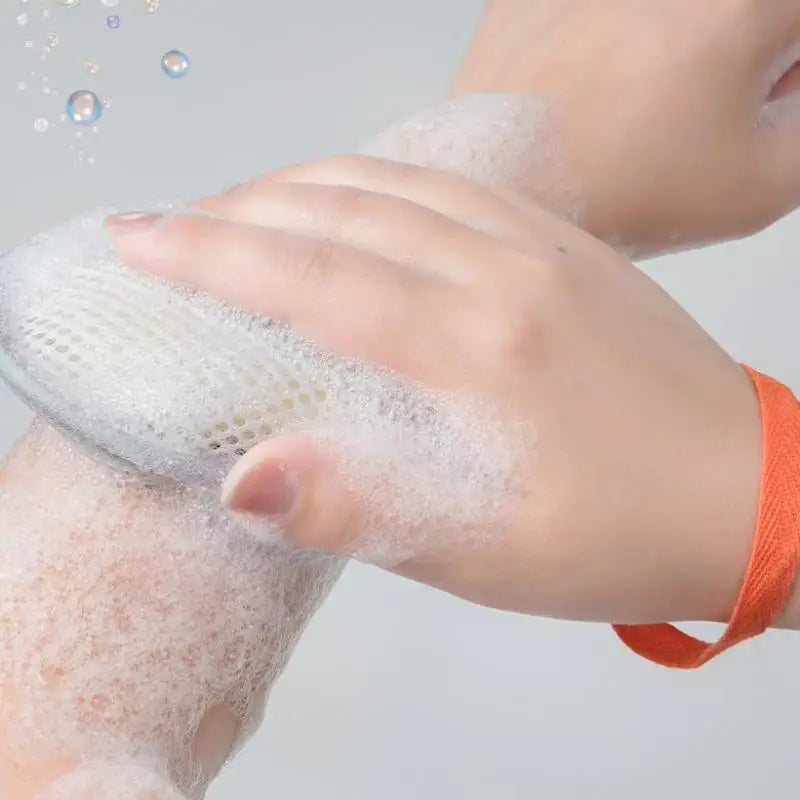 Filet moussant nettoyant pour le bain, 1 pièce, sac à savon carré ou ovale Double face, éponges exfoliantes pour le corps, maille de salle de bain, poche pour savon