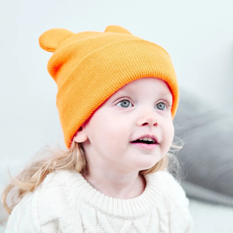 Bonnet en laine pour enfants, bonnet au crochet pour enfants, bonnet Skullies pour enfants, document solide pour fille et garçon, mignon et chaud, hiver, 1 à 4 ans