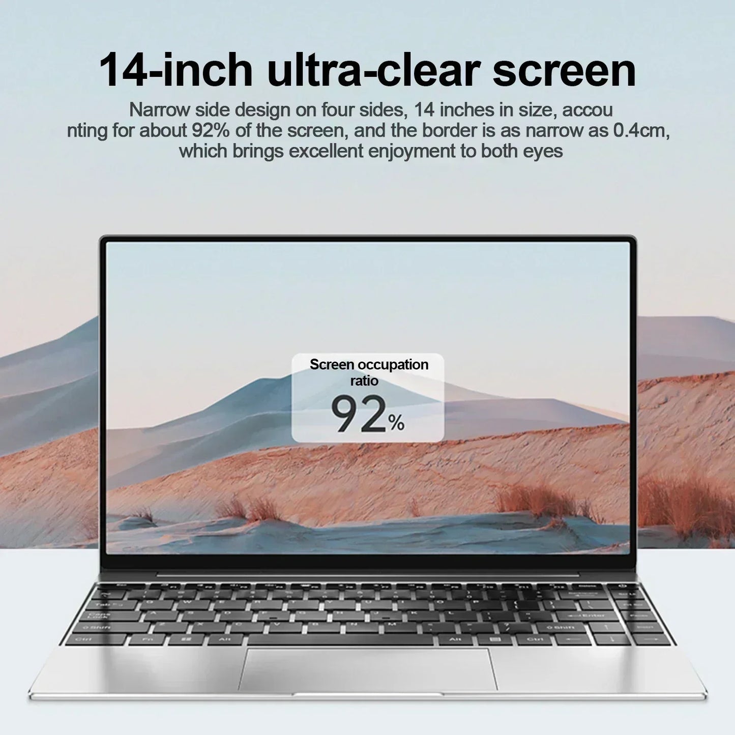 Ordinateur portable ultra fin de 14.1 pouces, 16 Go de RAM, 2 To de SSD, Intel Nino 00, Windows 11 Pro, Notebook Gamer, 1920*1080 Display Office Study Computer