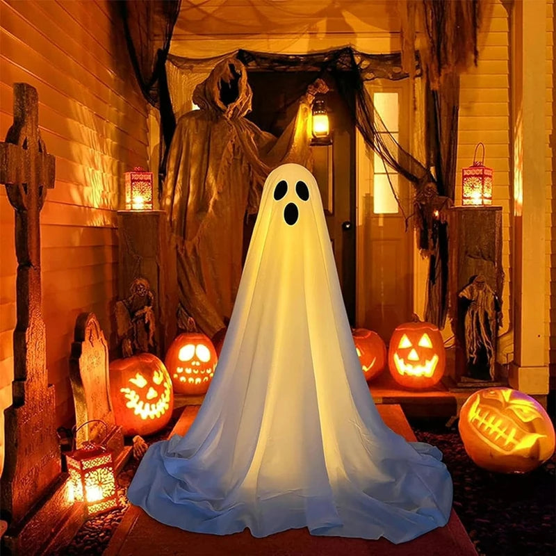 Décor fantôme LED d'Halloween – Décorations de chapeau de sorcière éclairées mignonnes et effrayantes pour porche, cour et accessoires d'affichage d'intérieur de la maison