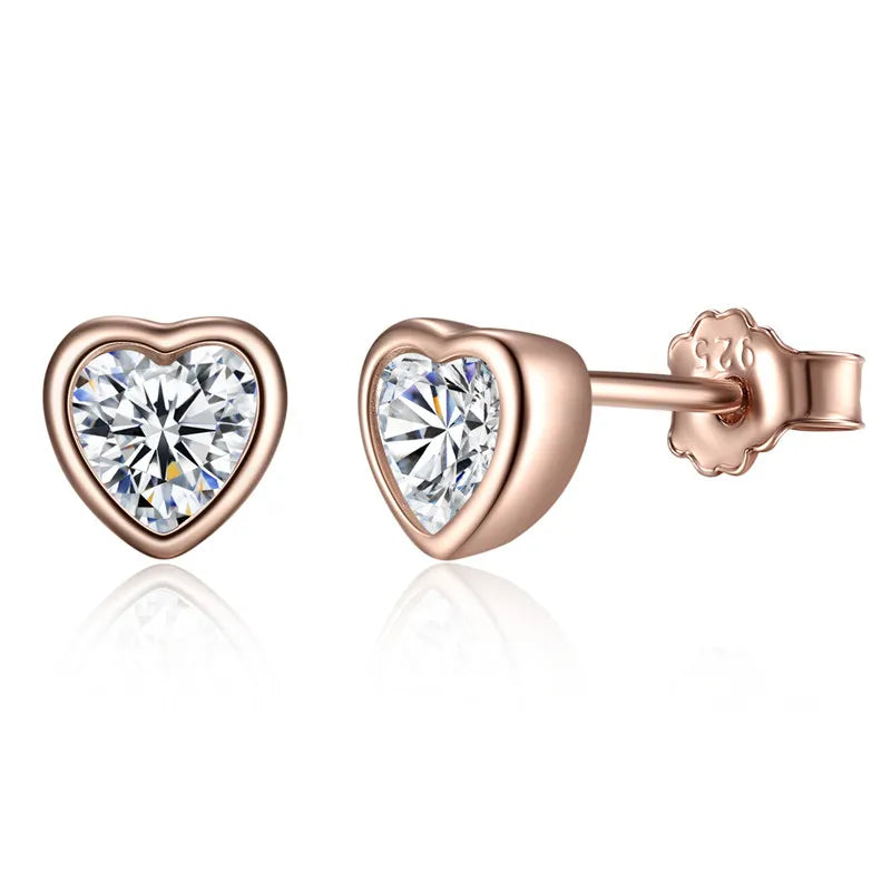WOSTU boucles d'oreilles cœur fleur 100% argent Sterling 925 perle petites boucles d'oreilles pour femmes mariage fiançailles bijoux cadeaux
