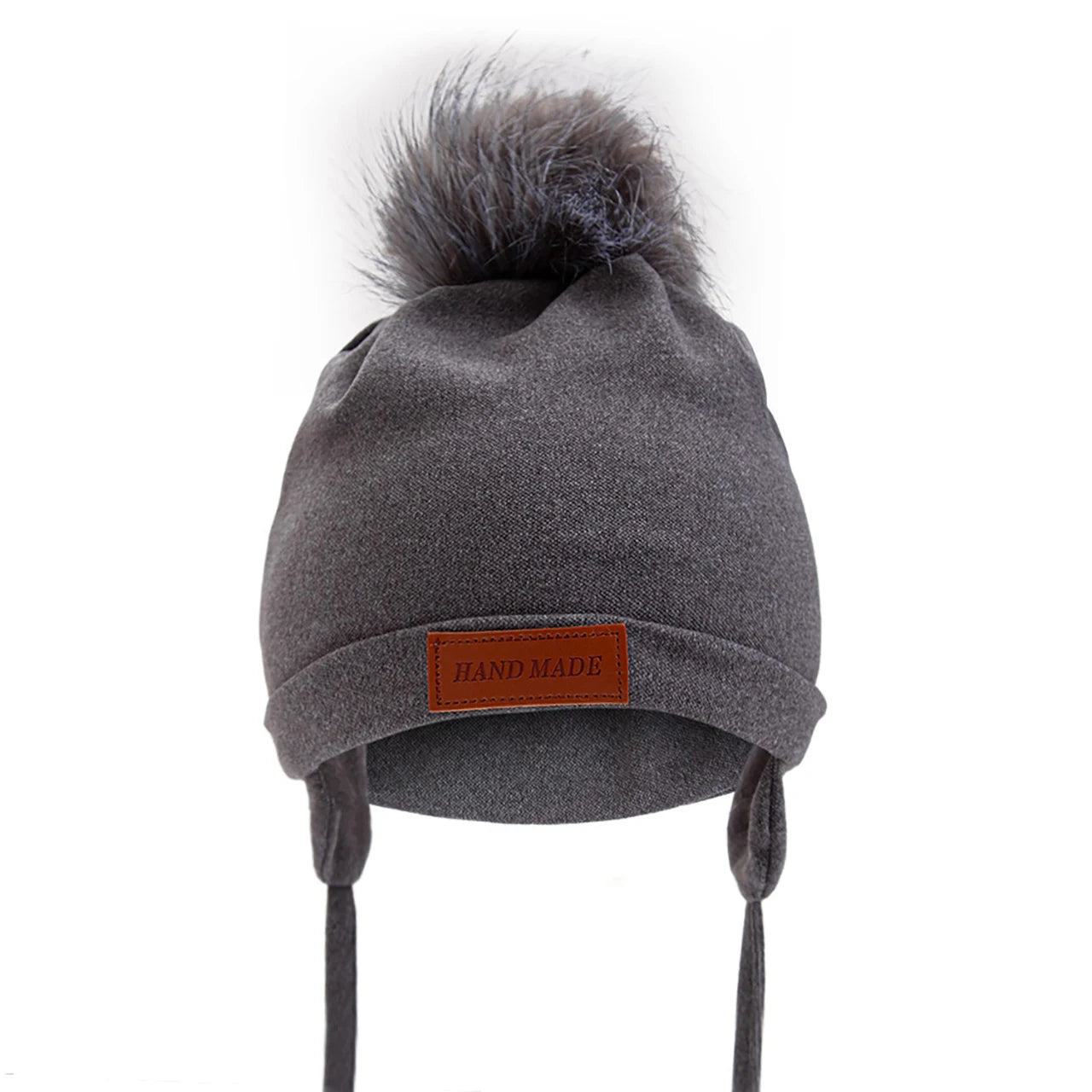 Couleur unie pompon infantile fille garçon chapeau Imitation cachemire bébé oreille Protection casquette automne hiver chaud enfant en bas âge enfants laçage Beanie