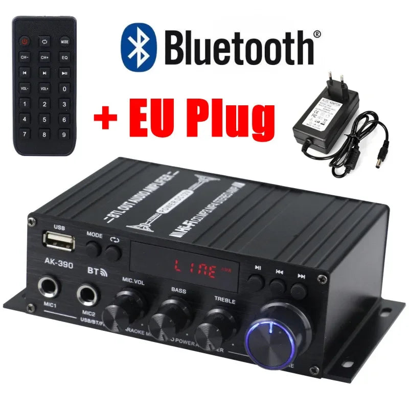 WOOPKER-Amplificateur de son pour système audio-visuel domestique, lecteur multimédia de basse de médailles numériques stéréo, amplificateur de puissance HiFi, AK390, BT 5.0, 800W