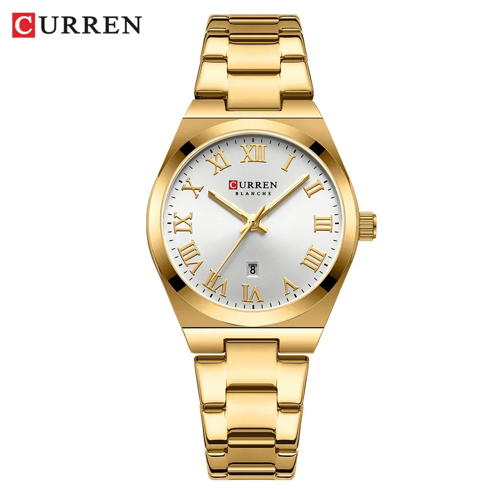 CURREN montre femmes, Bracelet en acier inoxydable montres analogiques Date