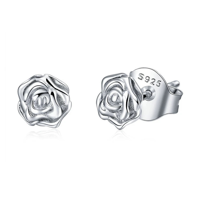 WOSTU boucles d'oreilles cœur fleur 100% argent Sterling 925 perle petites boucles d'oreilles pour femmes mariage fiançailles bijoux cadeaux
