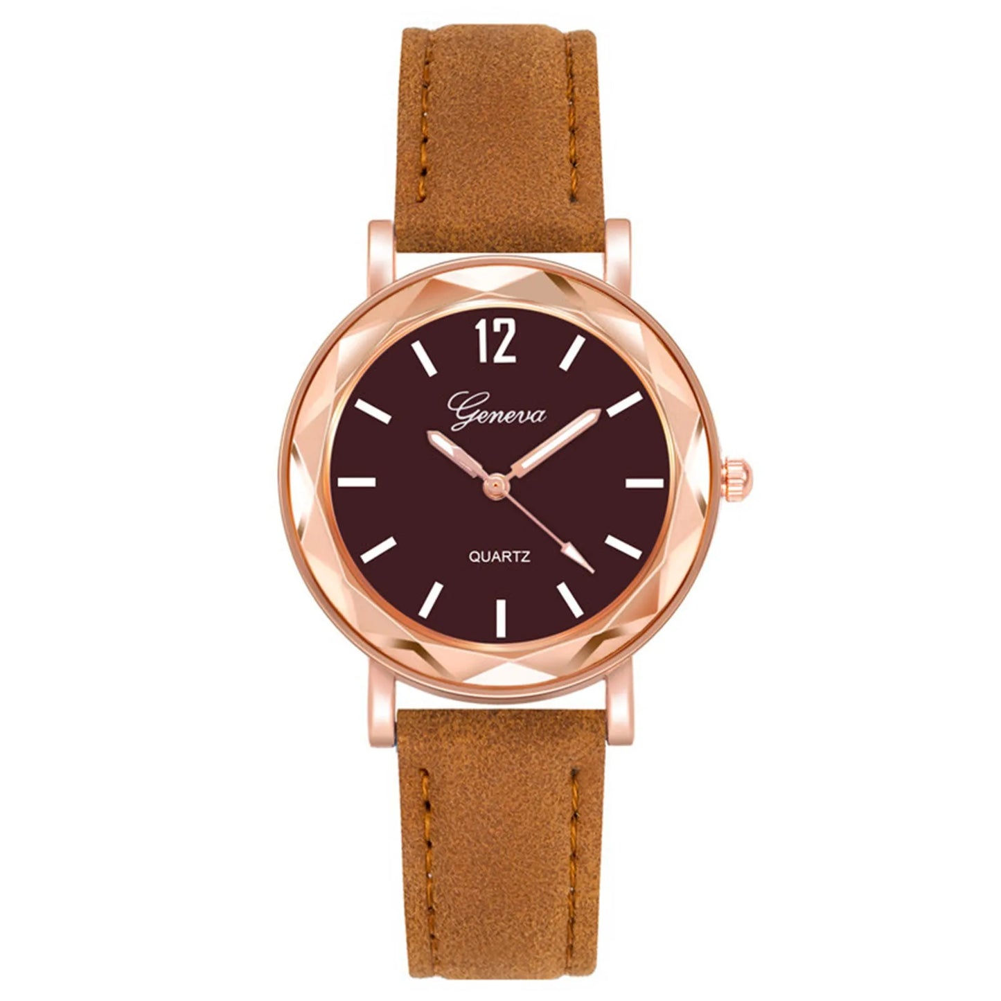Montre à Quartz décontractée, bracelet en cuir, strass,