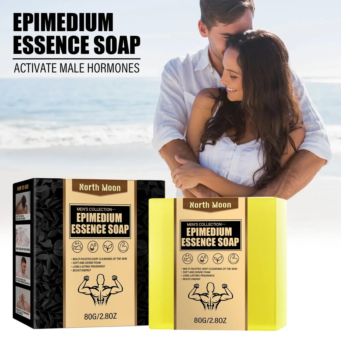 Epimedium Essence Soap 80g Barre de savon de lavage intime pour hommes Savon parfumé masculin Barre de lavage du corps pour parties intimes en profondeur