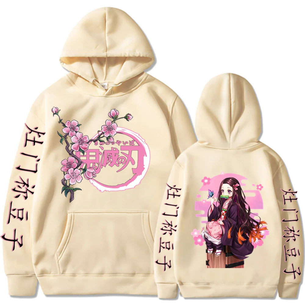 Kamado Nezuko imprimé graphique à capuche Anime Demon Slayer Streetwear hommes sweat à capuche pour femme sweat-shirt surdimensionné Harajuku unisexe pull