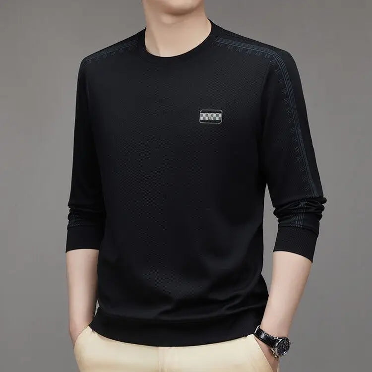 Sweat à capuche minimaliste à col rond pour homme, étiquette rayée, décontracté, confortable, polyvalent, mode printemps et automne, nouveau, 2023
