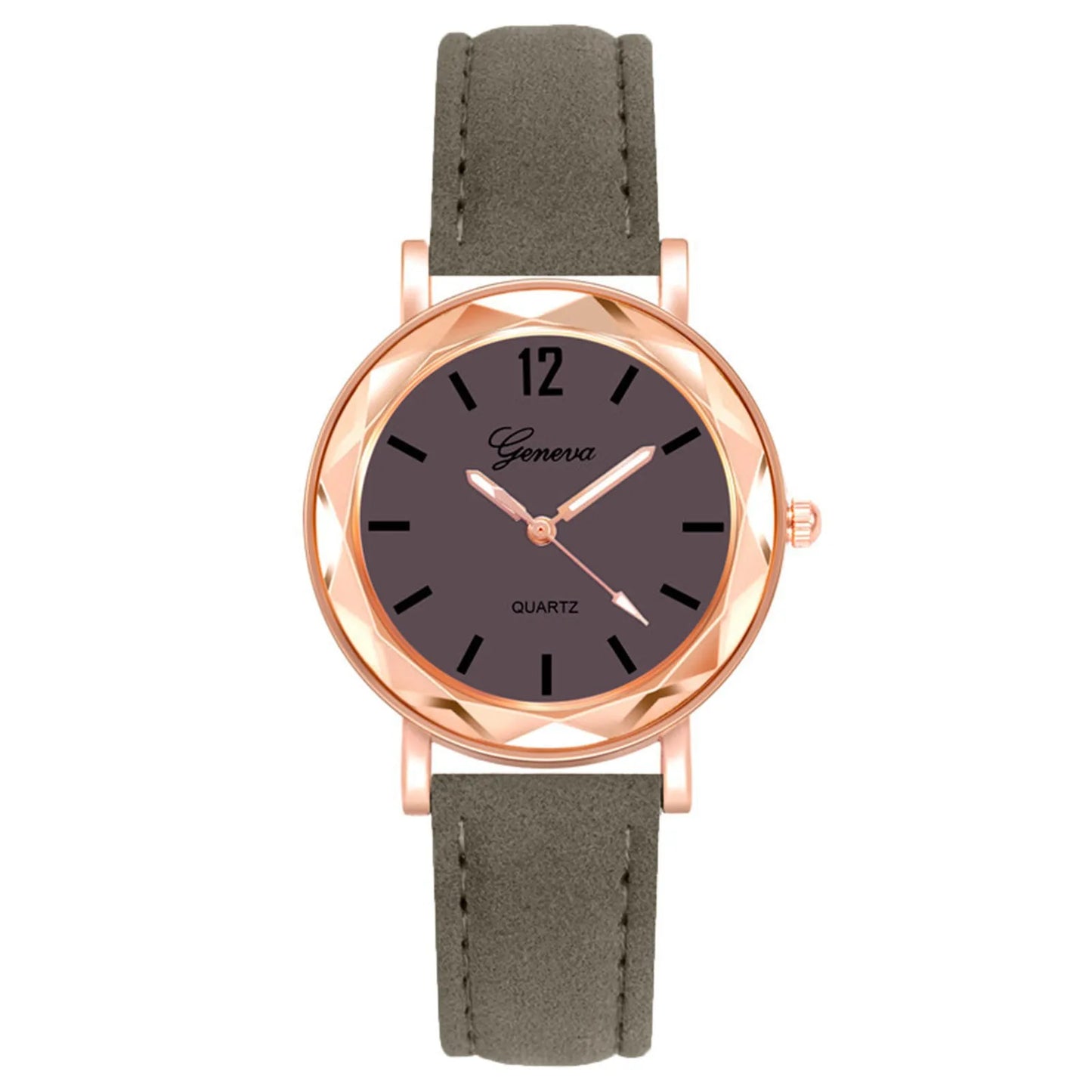 Montre à Quartz décontractée, bracelet en cuir, strass,