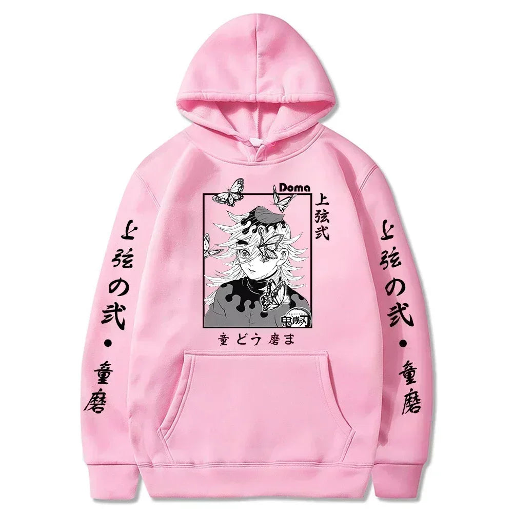 Sweat à capuche pour hommes et femmes, imprimé graphique Douma, décontracté, ample, Harajuku, unisexe, automne, chaud, tendance, Anime Demon Slayer