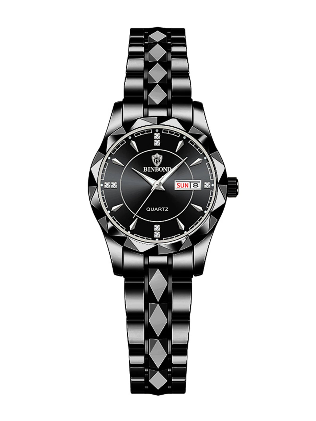 BINBOND montres en acier inoxydable montre à Quartz étanche lumineux Date