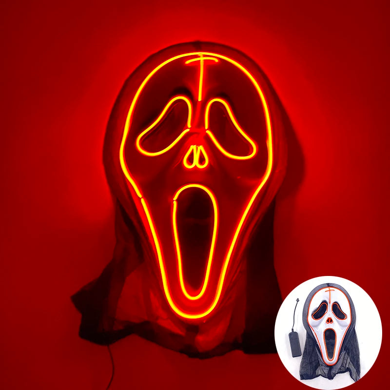 Masque de Purge d'Horreur Brcorporelle à LED, Complet au Néon, pour Cosplay, Fournitures de ixde Bar, Thème du Film d'Halloween