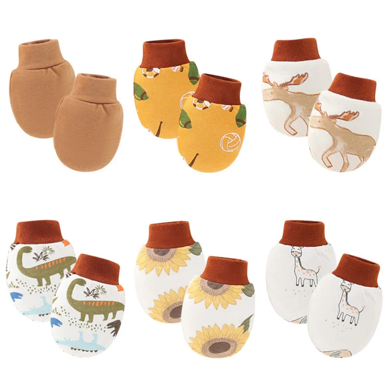 Gants de Protection pour nouveau-né, 6 paires/lot, mitaines pour bébé garçon, en coton doux, anti-rayures, imprimés de dessins animés, fournitures pour nourrissons filles