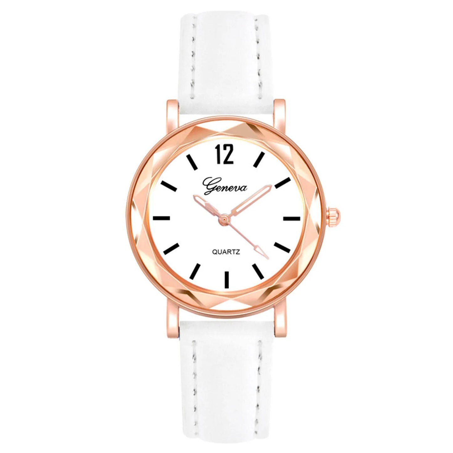 Montre à Quartz décontractée, bracelet en cuir, strass,