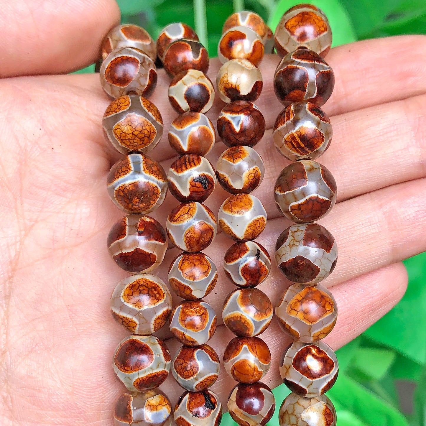 Perles rondes de football tibétaines en pierre naturelle d'agate DZI, 8mm 10mm, entretoise ample ronde pour la fabrication de bijoux, accessoires de bracelet à faire soi-même