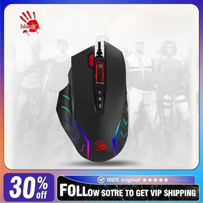 A4Tech sanglant J95s souris filaire Programmable automatique FM 5k moteur optique Pc ergonomie rvb e-sports souris de jeu Cf PUBG