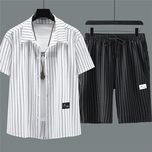 Ensemble chemise à rayures pour hommes, chemise courte, mode décontractée, grande taille 10XL, 11XL, vêtements d'été
