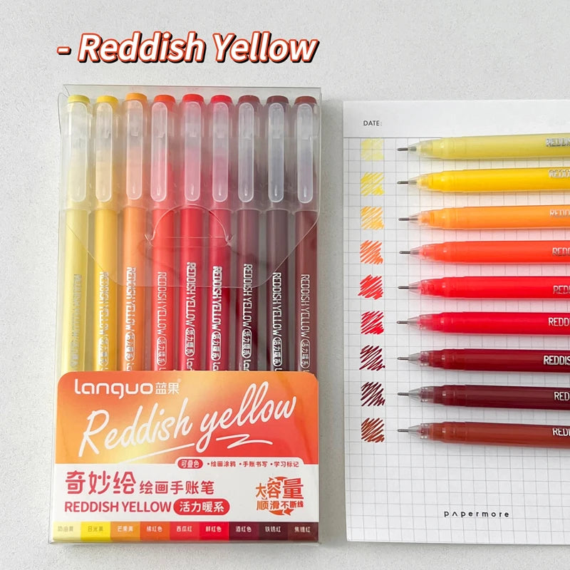 PHANTACI - 9 pièces/ensemble stylo à encre Gel 0.6mm