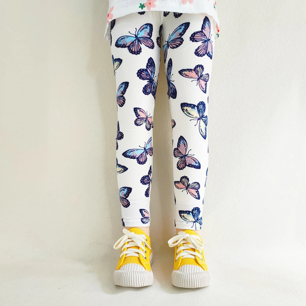 Leggings doux pour filles, pantalons pour enfants, imprimé de fleurs, slim, élastique, crayon
