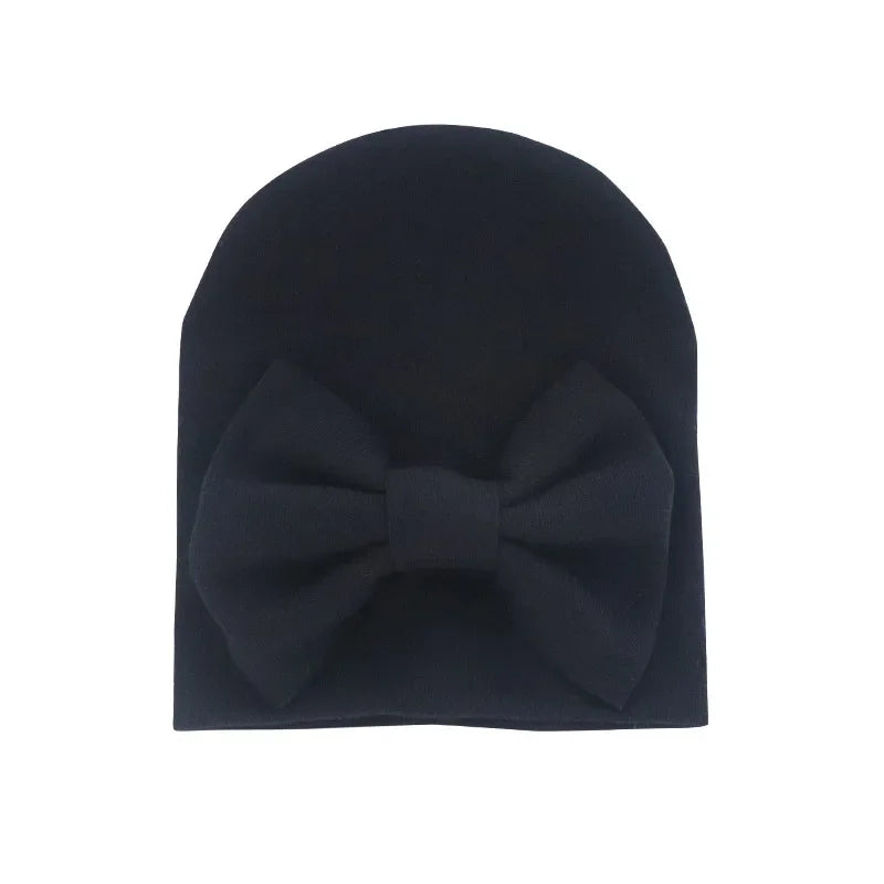 Chapeau avec nœud en coton pour bébé fille, casquette chaude pour nouveau-né, bonnet pour bébé, accessoires solides, 2020