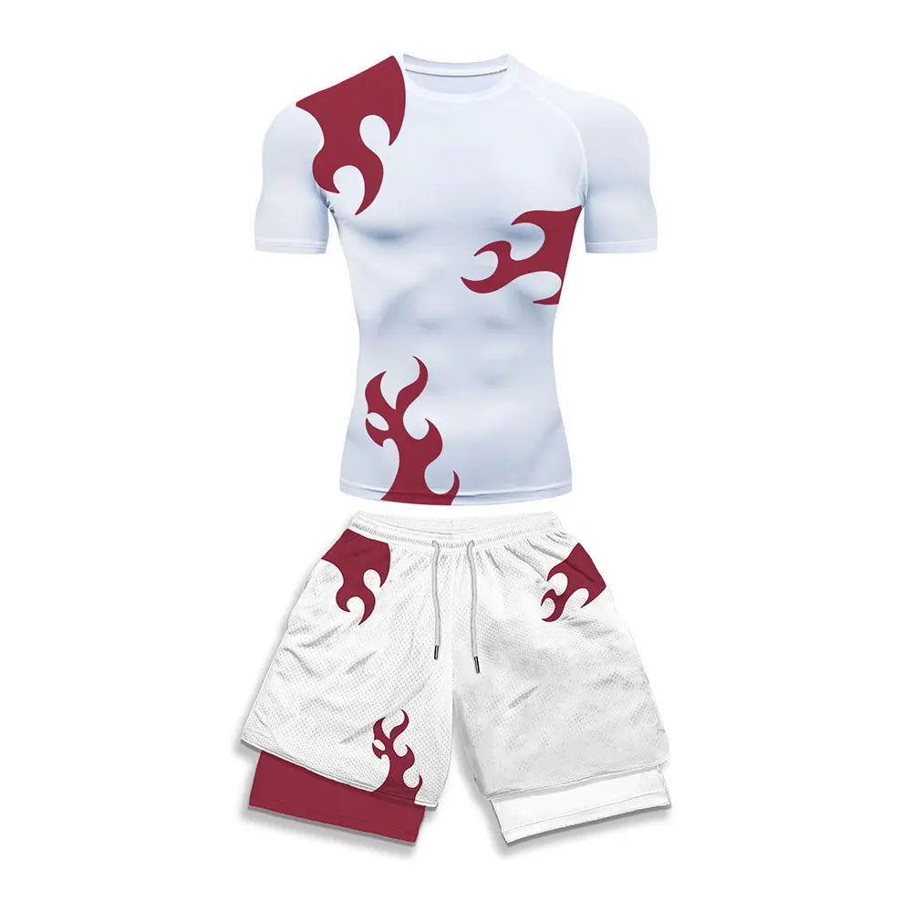 2025 Costume de sport de compression imprimé à la mode Vêtements d'été Costume athlétique pour hommes - Élégant Fitness Running Ensemble deux pièces décontracté