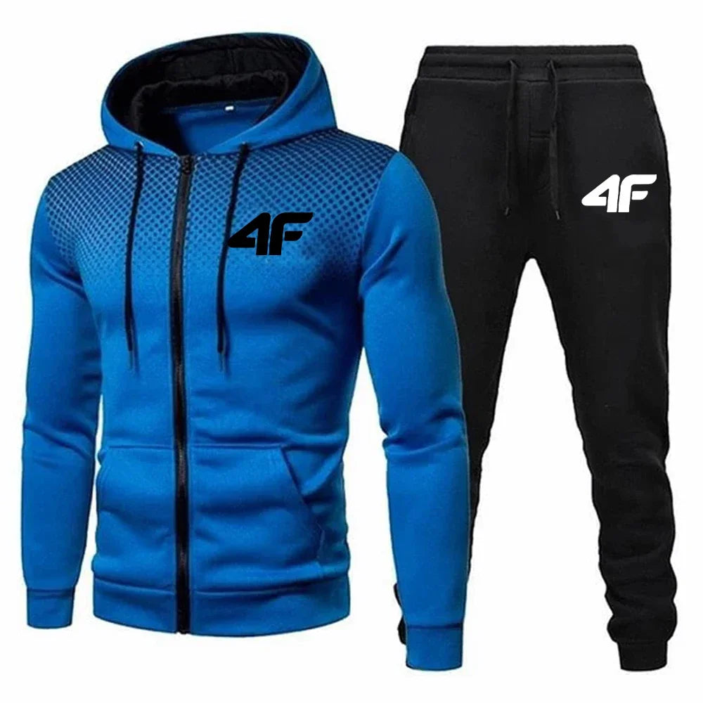 Automne hiver hommes survêtement Jogging pantalons de survêtement 2 pièces ensemble Sport veste à glissière + pantalon de course costume décontracté impression vêtements